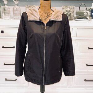 Women's Medium Weather Tamer Black hooded lightweight jacket